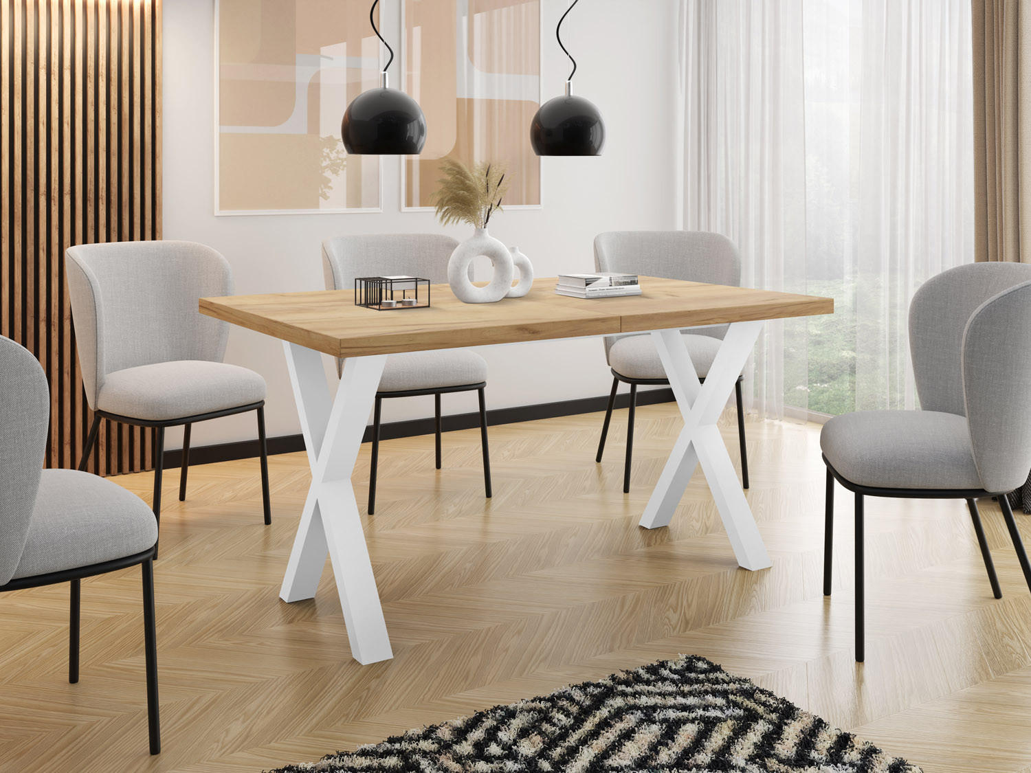 ESSTISCH Luiza rechteckig ausziehbar, Craft Eiche 160-260/90/76 cm - Eiche Wotan/Weiß, Holzwerkstoff/Metall (160/90/76cm) - WFL GROUP