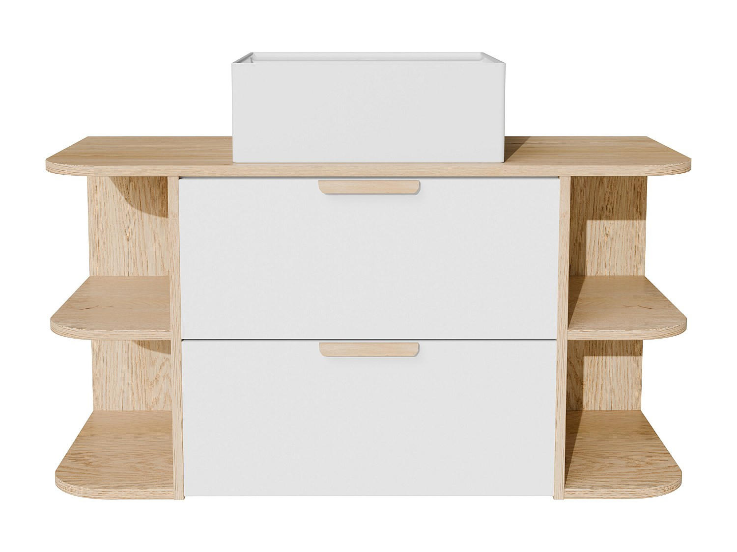 EINZELWASCHTISCH - 100 cm x 46 cm - holz - naturfarben hell, weiß Avoreli - Weiß, Holz (100/50/46cm) - Vente-Unique