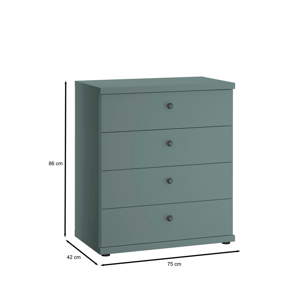 KOMMODE Greenholm in Salbeigrün 75 x 86 x 42 cm (BxHxT) - Stil trifft auf Funktion, Schubkastenkommode - Grün, Holzwerkstoff (75/86/42cm)