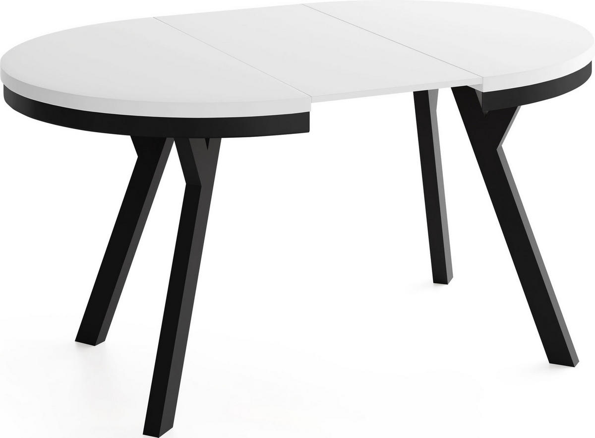 ESSTISCH Vero Neo rund ausziehbar verlängerbar, Weiss 80-130/80/77 cm - Schwarz/Weiß, Holz/Holzwerkstoff (80/130/77cm) - WFL GROUP