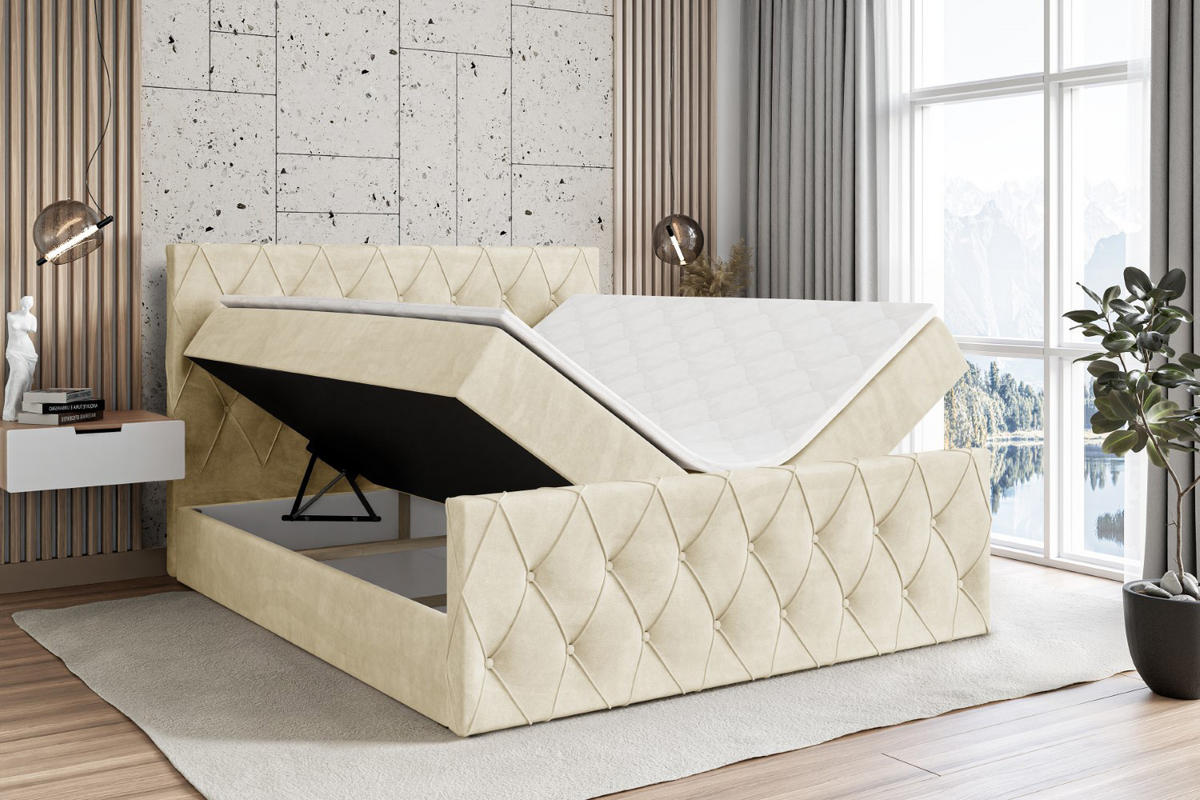 BOXBETT AMAY-Z - 180x200 cm - H3 - Beige - Beige, Holzwerkstoff (180/200cm) - ALTDECOR
