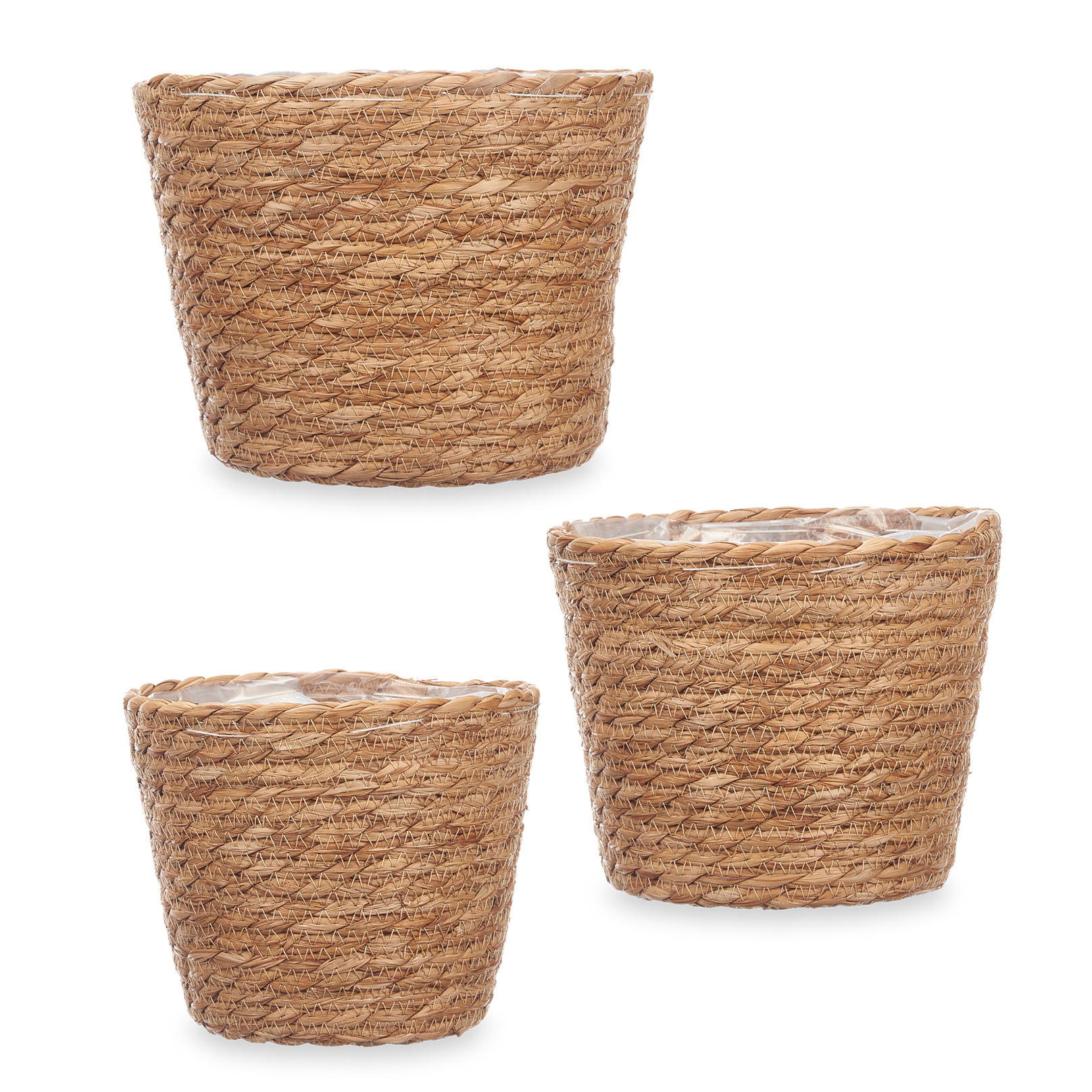 BLUMENTOPF Geflochten Rustic 3er-Set - Braun, Naturmaterialien (18/23cm) - Giftdecor