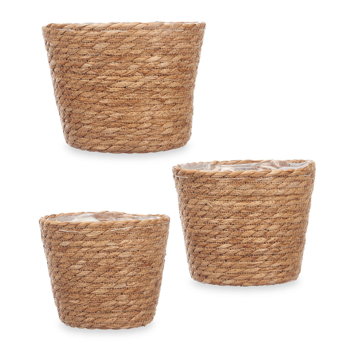 BLUMENTOPF Geflochten Rustic 3er-Set - Braun, Naturmaterialien (18/23cm) - Giftdecor