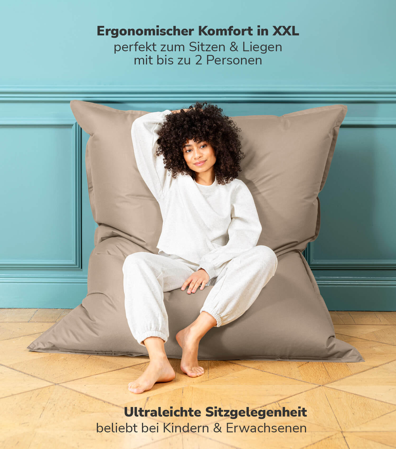 SITZSACK mit Schutzhülle Der Große - Beige, Textil (125/155/20cm) - Mokebo