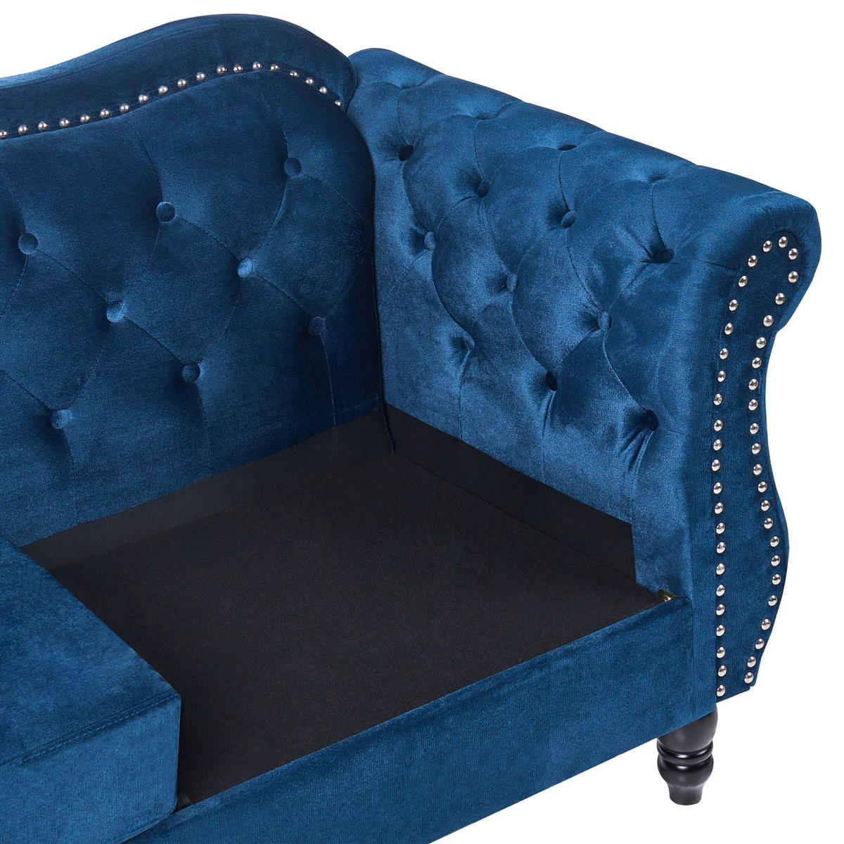 3-SITZER-SOFA Samtstoff Kobaltblau Skien - Hellblau, Textil (200/91/83cm) - Beliani