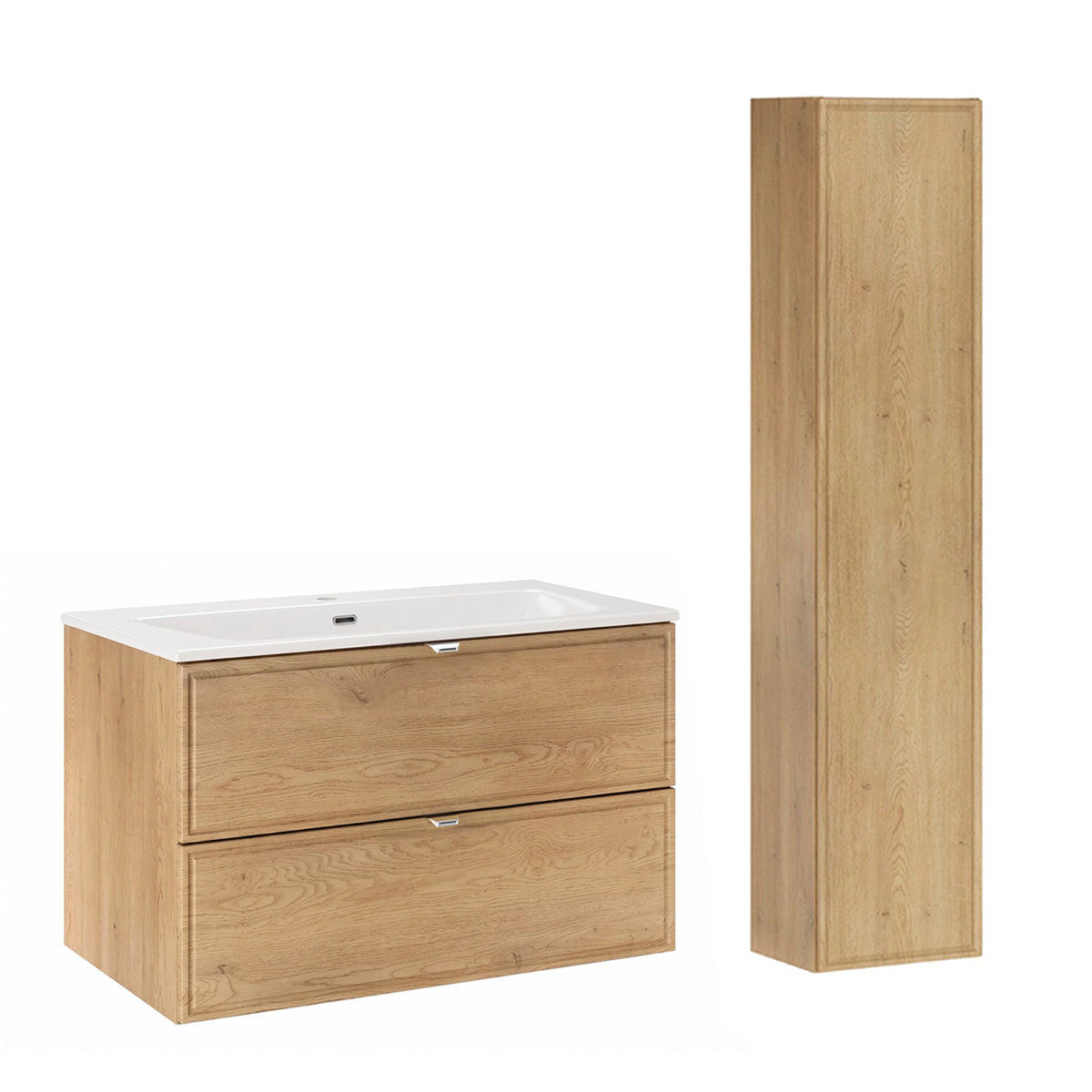 BADMÖBEL 81cm Elias 2er-Set Holz - Braun, Holzwerkstoff (81/50/46cm) - Petits-meubles