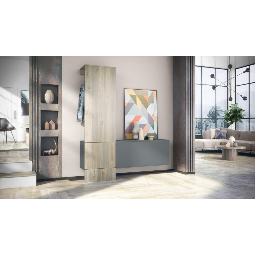 Thumbnail - Vladon Garderobe, Silbereichen, Holzwerkstoff, 156.5x193x35 cm, Garderobe, Garderoben-Sets & Serien, Garderoben-Sets