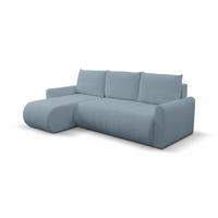 ECKSOFA Sprento Hellblau, aus Boucle-Stoff, mit Schlaffunktion und Bettzeugfach - Hellblau, Holzwerkstoff/Textil (230/149cm) - Bettso