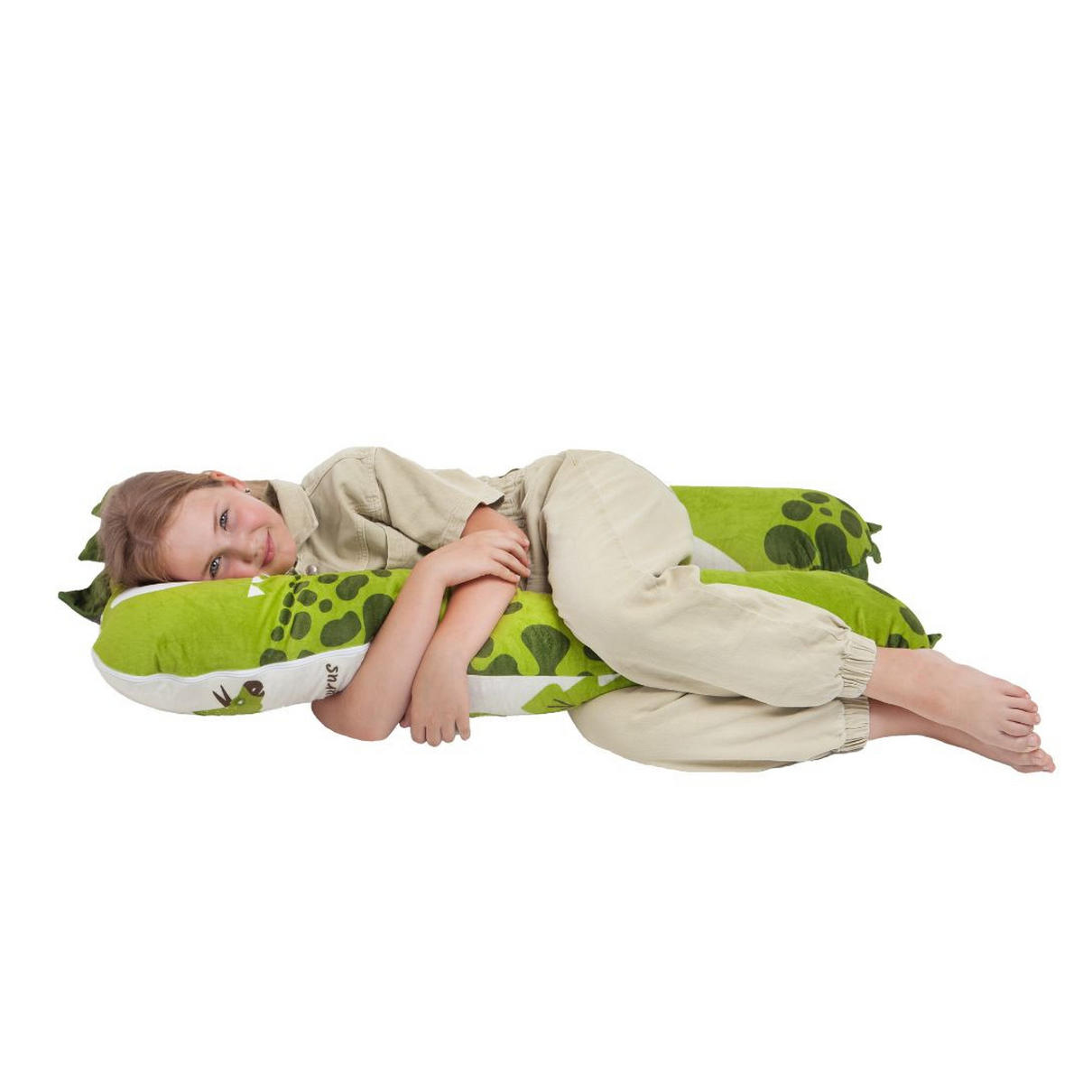 ERSATZBEZUG für das KomfortKissen KIDS - Mikroplüsch (Dino) - Grün, Textil (60/120cm) - KomfortKissen