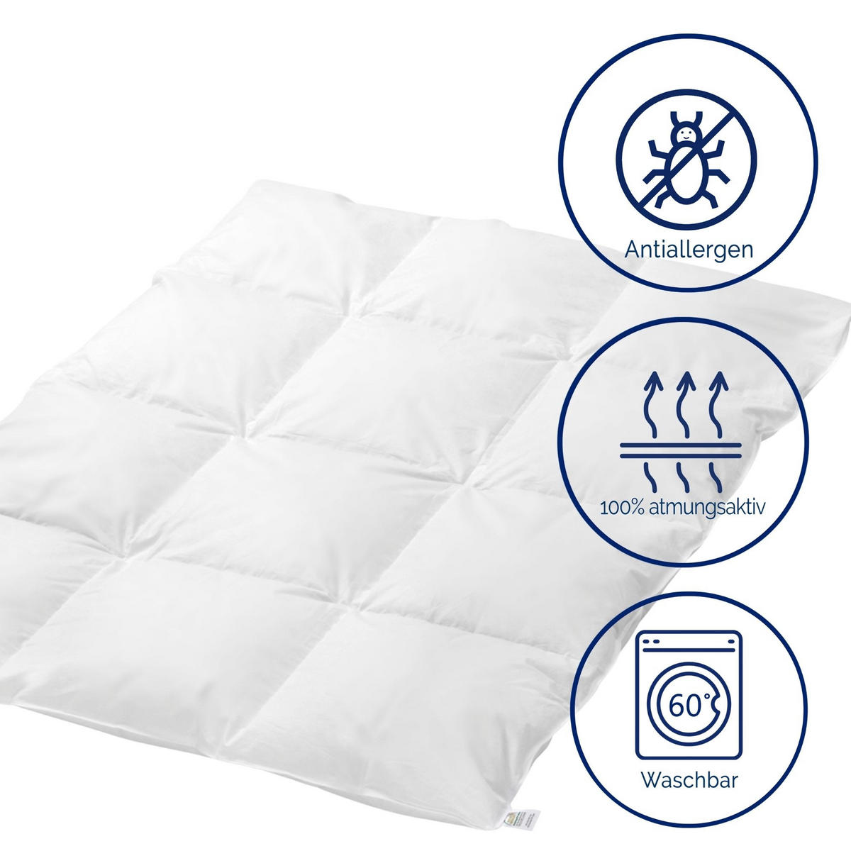DAUNENDECKE Kinderdecke Steppdecke aus Daunen Klasse 1 antiallergen warm nicht beschwerend 300g - Weiß, Textil (135/100cm) - nordic coast company