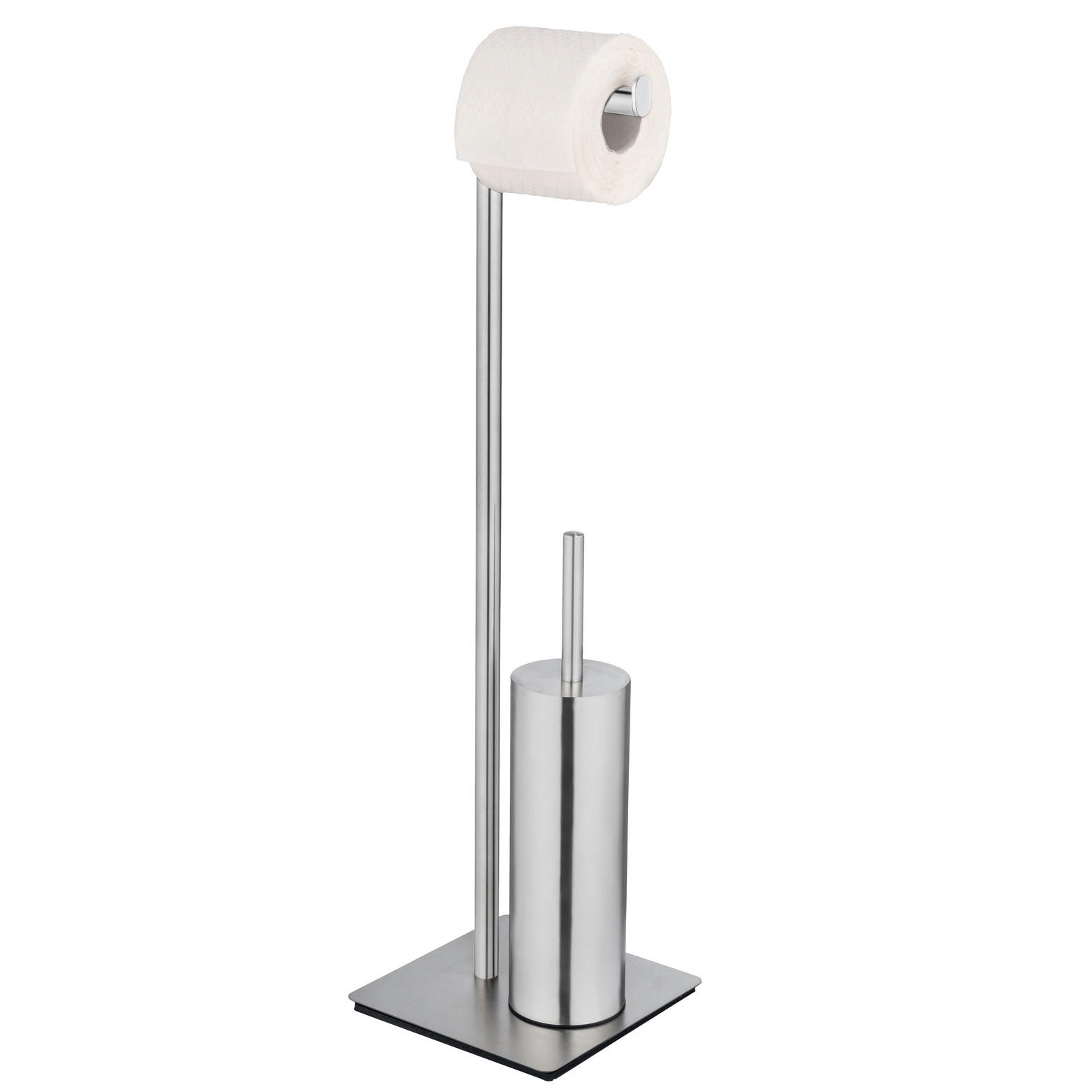 TOILETTENPAPIERSTÄNDER mit WC-Bürste Recco 20/20/71,5 cm - Silberfarben, Metall (20/71.5/20cm) - Wenko