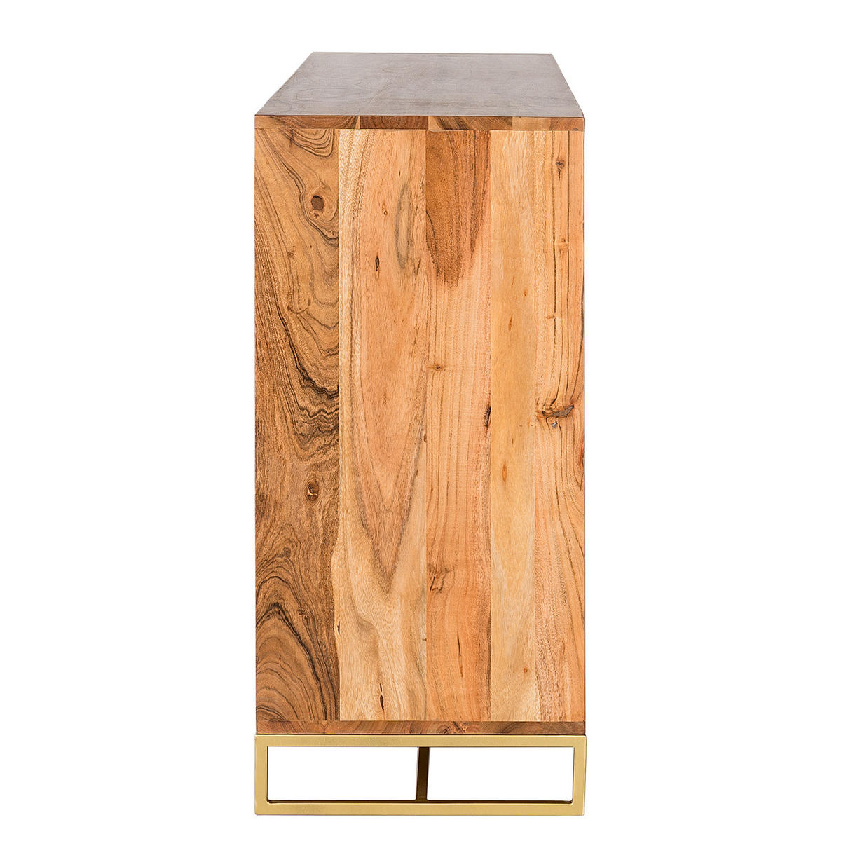 SIDEBOARD - Akazie massiv / Eisen - Goldfarben/Akaziefarben, Holz (160/85/40cm) - home24