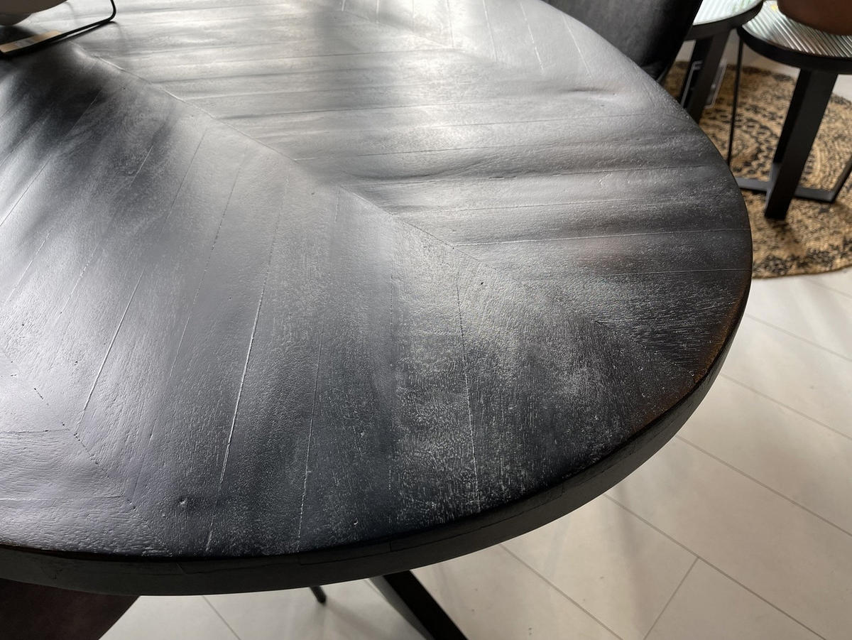ESSTISCH oval Herringbone 240cm, schwarz - Schwarz, Holz (240/100/78cm) - Giga Meubel