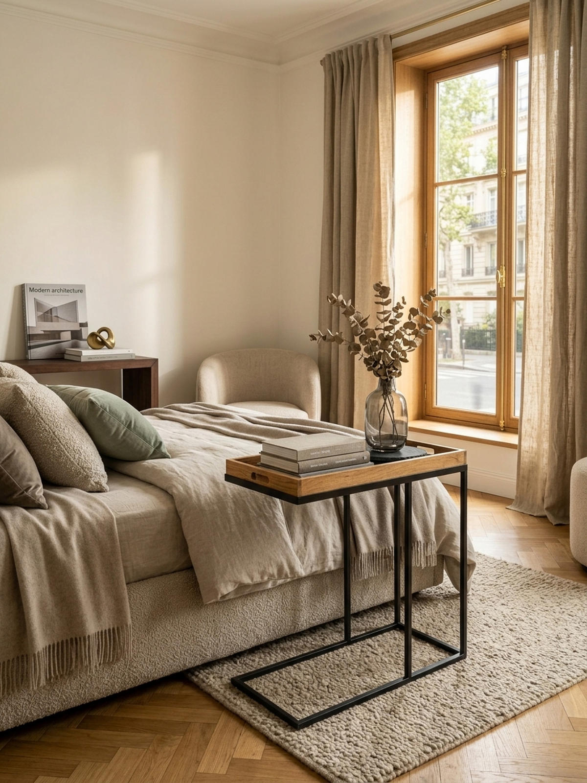 BEISTELLTISCH – Massivholz Metall platzsparend vielseitig - Schwarz/Braun, Holz/Metall (34/70/65cm) - KADIMA DESIGN