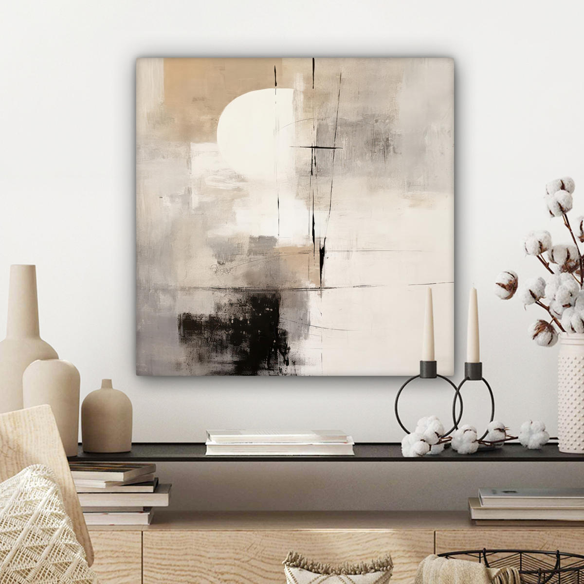 LEINWANDBILD Abstrakt - Kunst - Grau Wandbild Wohnzimmer 50x50 cm - Hellgrau, Textil (50/50cm) - MuchoWow