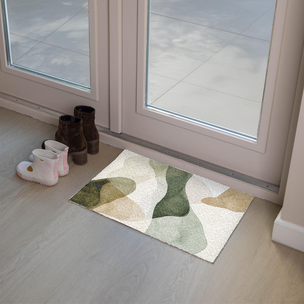 FUSSMATTE Japandi - Abstrakt - Grün 60x40 cm - Multicolor, Kunststoff (60/0.4cm) - MuchoWow