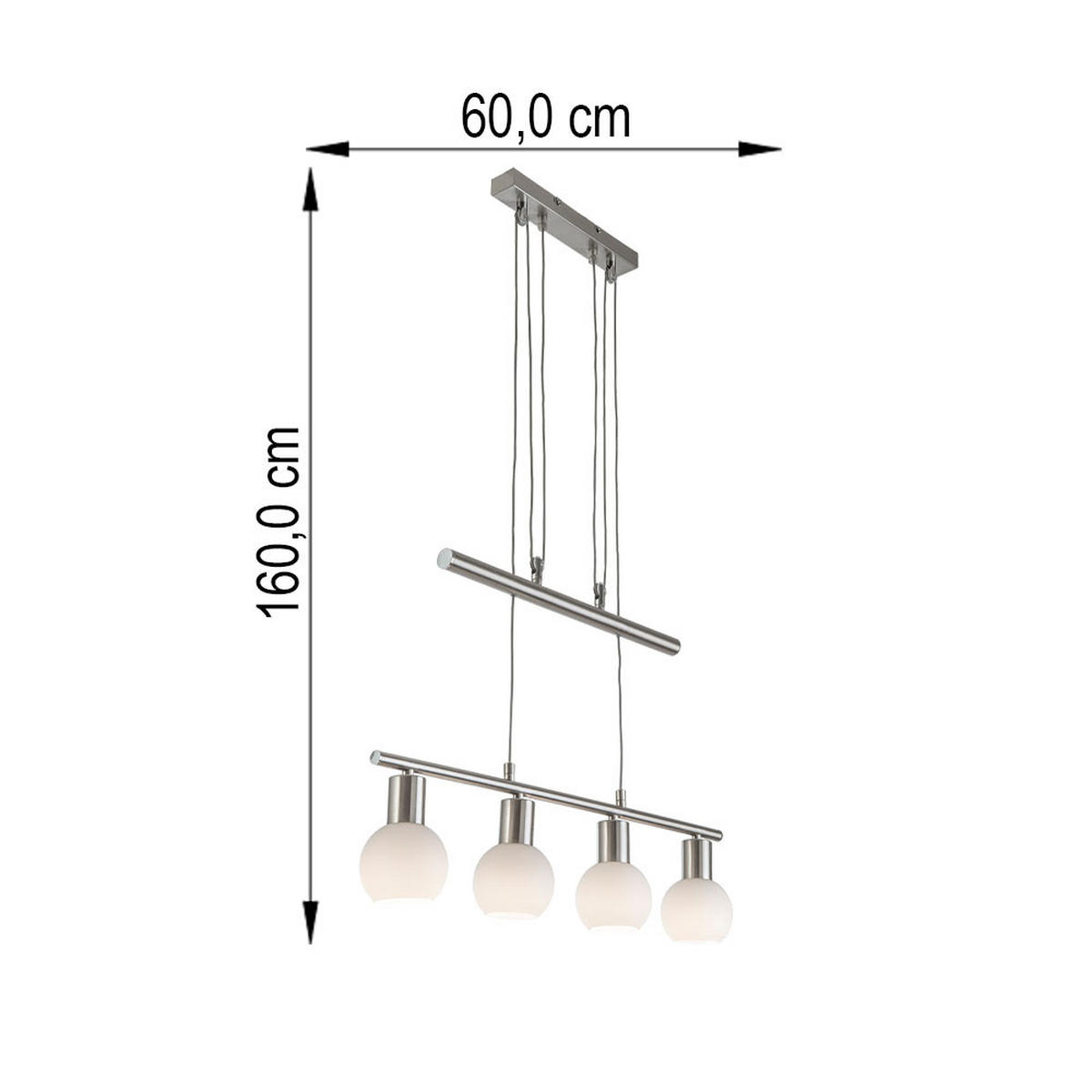 LED HÄNGELAMPE LOXY Nickel Matt Weiß - Silberfarben, Glas (60/100/160cm) - Nowa