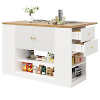 KÜCHENINSEL 140/70/90 cm aus MDF und Metall mit klappbarer Tischplatte Weiß - Weiß, Holzwerkstoff (40/90/140cm) - Modenvie