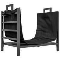 KAMINHOLZREGAL Brennholzregal mit abnehmbarem Tragebeutel Feuerholzregal - Schwarz, Metall (34/44/49cm) - Outsunny