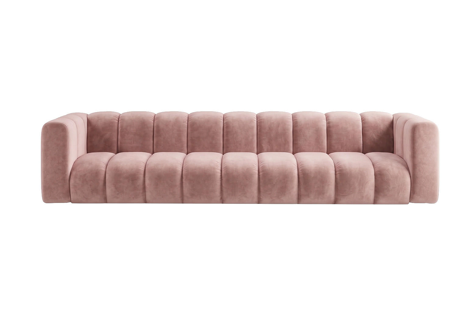 SOFA 5-Sitzer Modulares, Velvet-Stoff Riviera, Hellrosa, GRAND - Hellrosa, Holz (314/70/89cm) - Kaiser Möbel