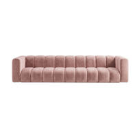 POHOVKA 5místná Modulární, Sametová Látka Riviera, Světle Růžová, GRAND - světle růžová, dřevo (314/70/89cm) - Kaiser Möbel