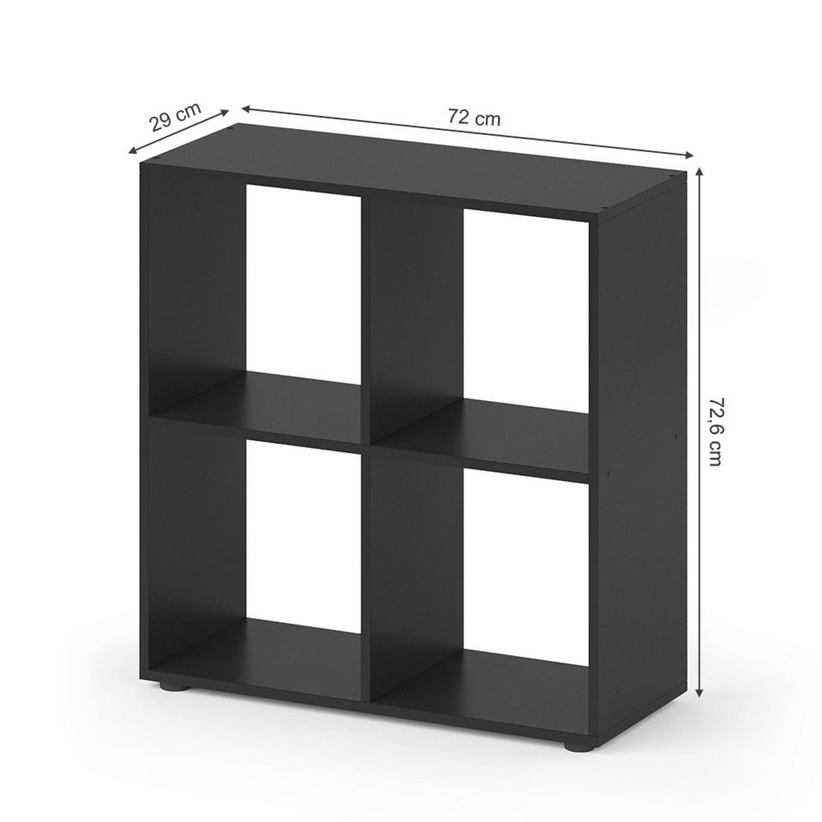 RAUMTEILER Tetra Schwarz 72.6 x 72 cm - Schwarz, Holzwerkstoff (72.6/72/29cm) - Vicco
