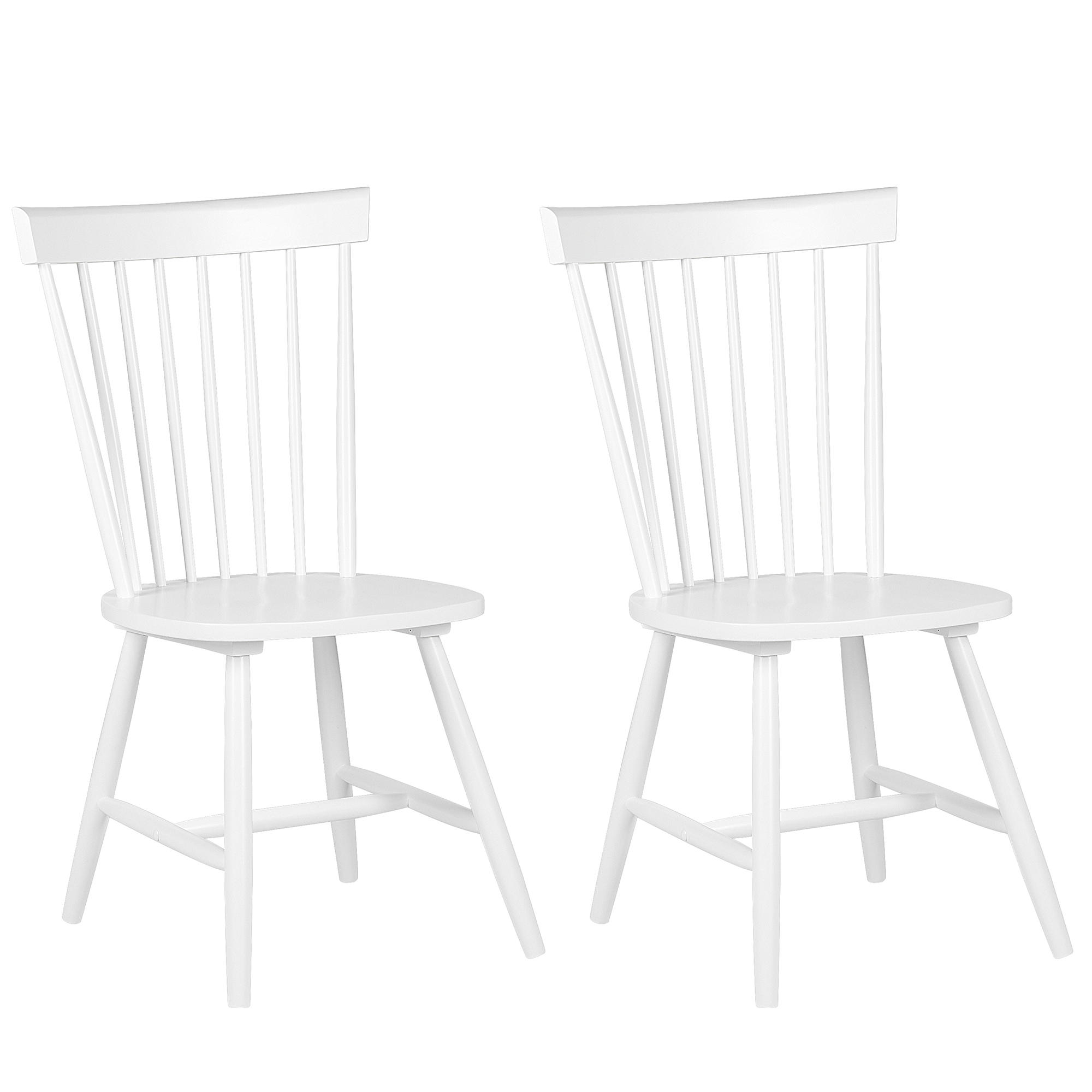ESSZIMMERSTUHL 2er-Set Gummibaumholz Weiß Burges - Weiß, Holz (51/92/46cm) - Beliani