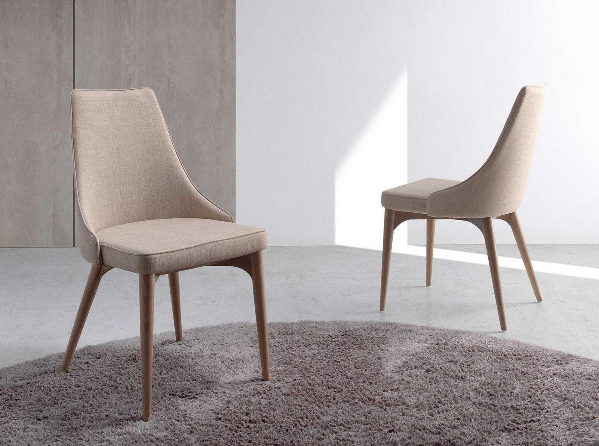 STUHL Stuhl aus braunem Stoff 50/60/91 cm - Nussbaumfarben/Walnussfarben, Holz/Textil (50/91/60cm) - ANGEL CERDA