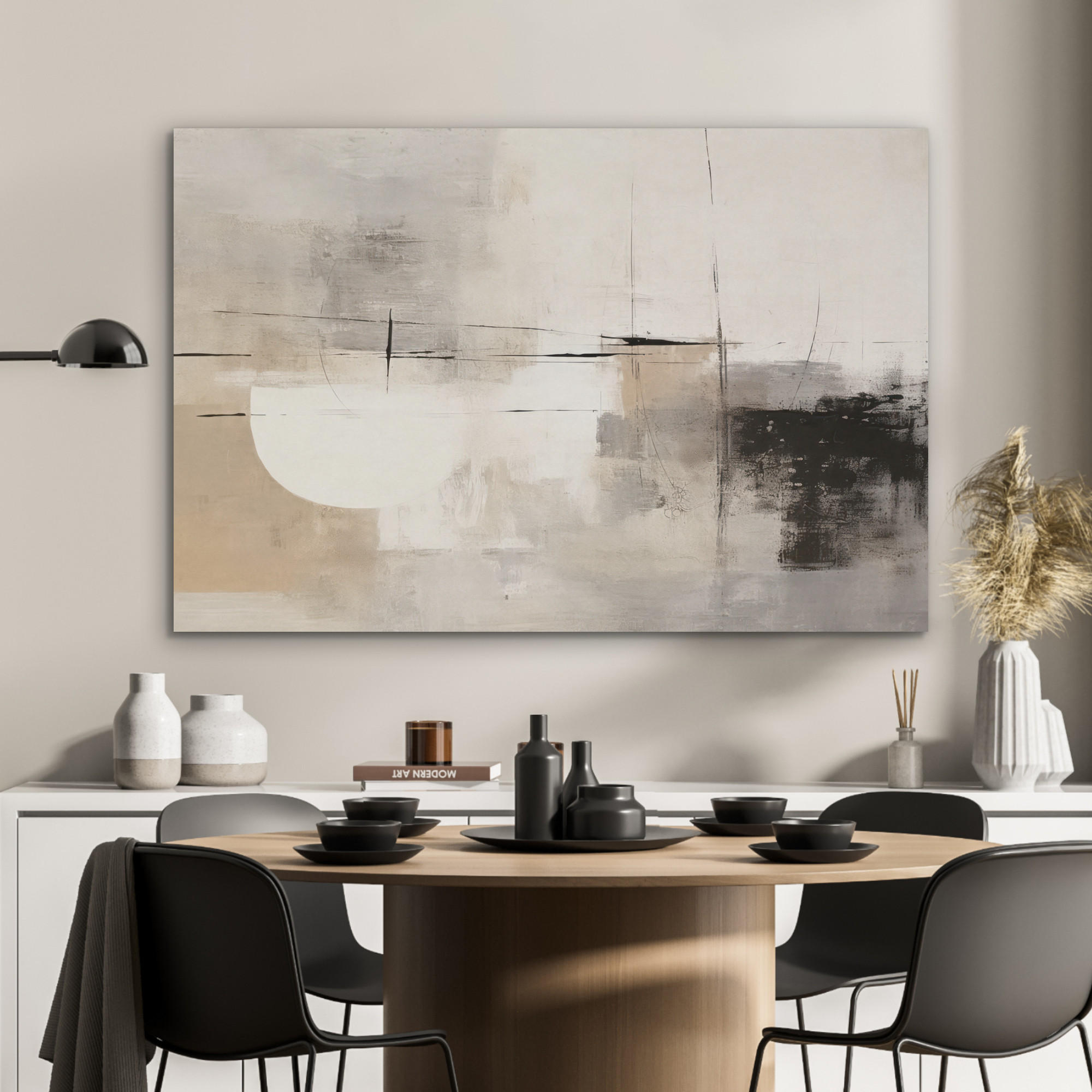 AKUSTIKPANEEL Abstrakt - Kunst - Grau 100x70 cm - Hellgrau, Textil (100/0.9/70cm) - MuchoWow