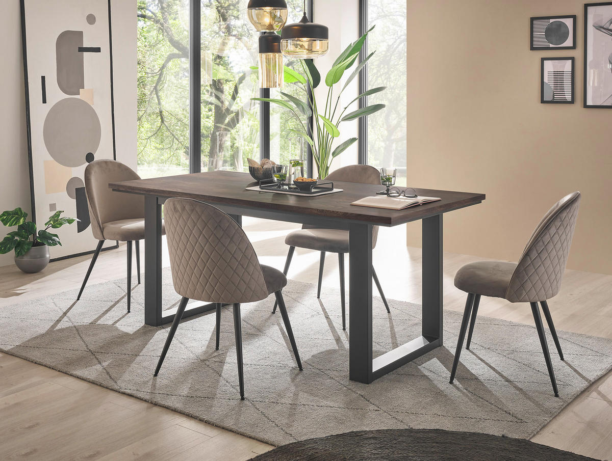 ESSTISCH M18 Thermo Oak & Anthrazit 160/77/81 cm - Graubraun, Holzwerkstoff (81/160/77cm) - Livojo