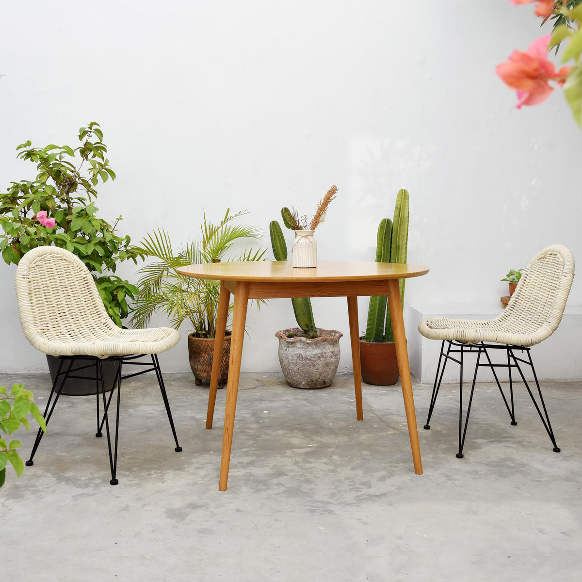 STUHL 2er-Set Rattan Braun - Beige, Holz (46/85/61cm) - Nordlys