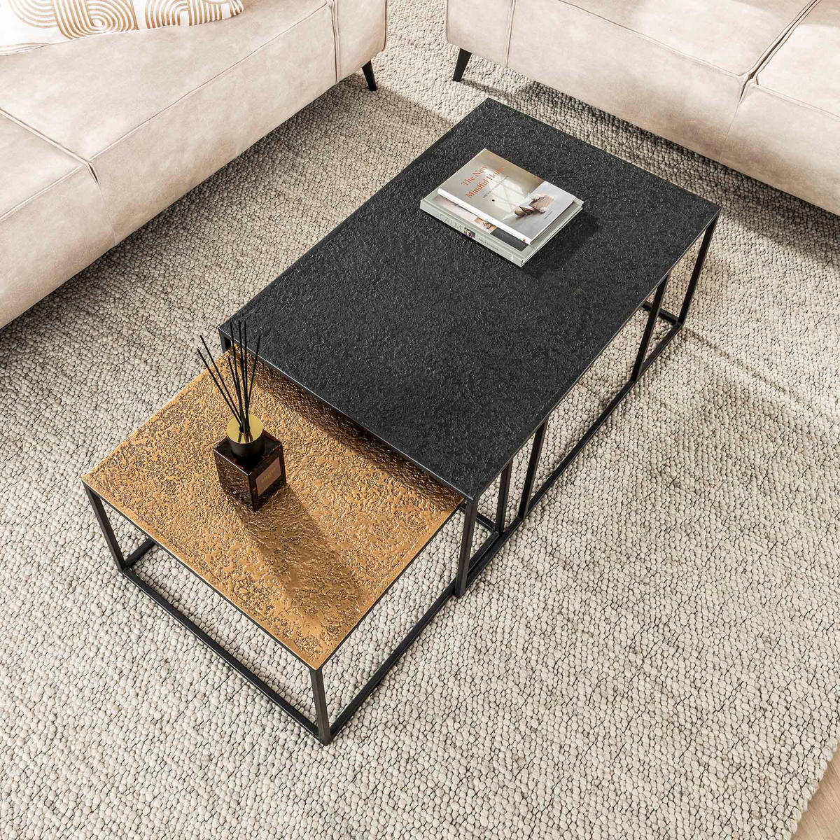 COUCHTISCH Metari Grau 60/90/40 cm 2er-Set - Grau, Holz (60/90/40cm) - Hoyz Collection