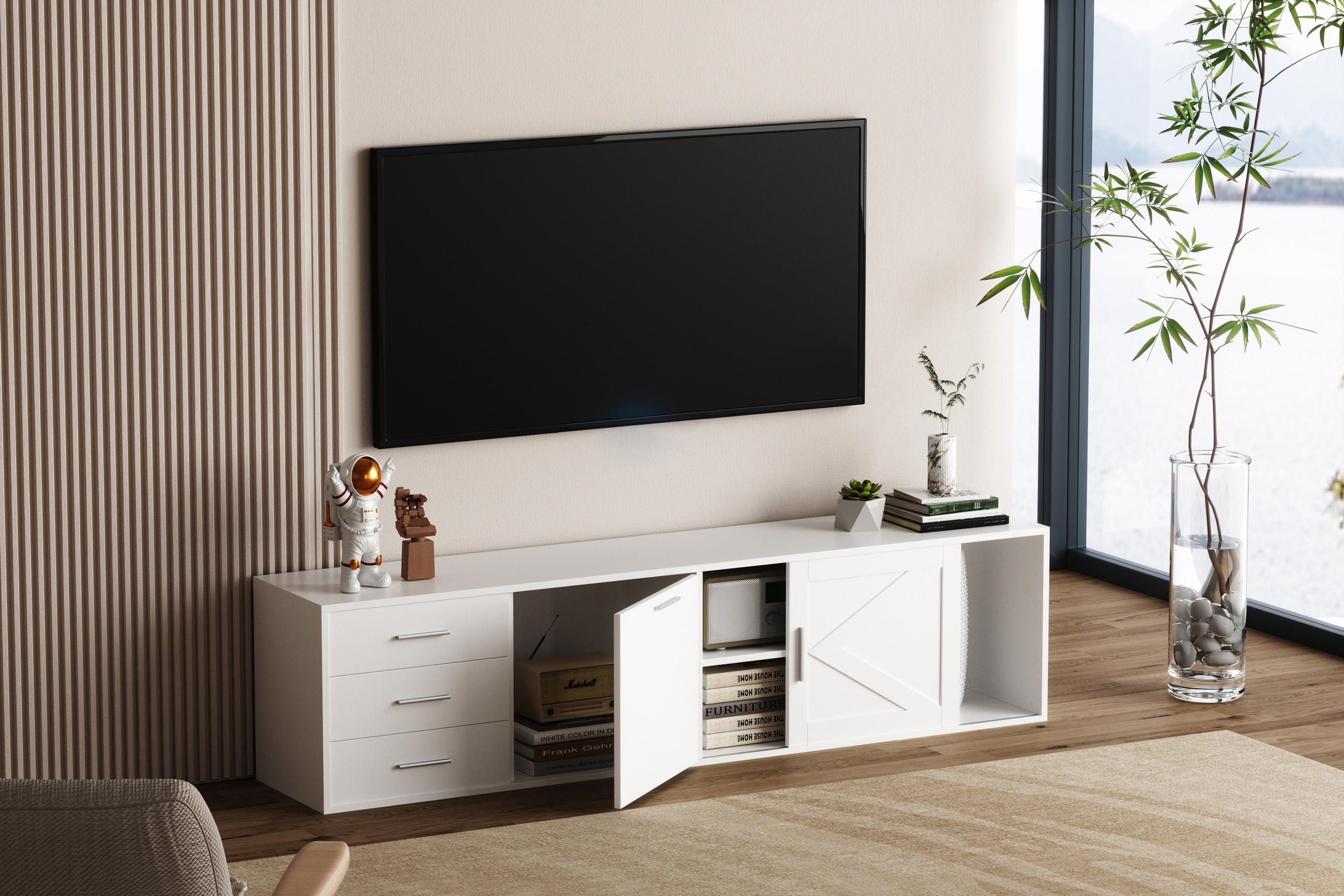 Homavo Tv-Schrank Weiß 180x45x35 cm