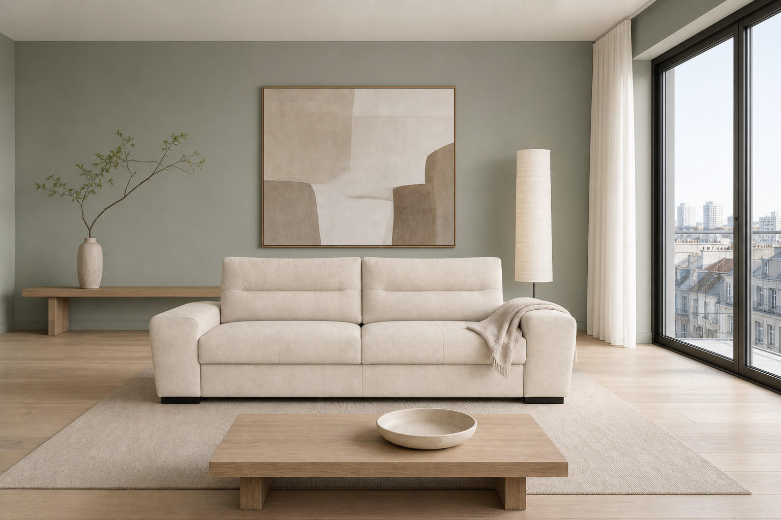 3-SITZER Carlisle Chenille Beige 274/97/93 cm - Sahara, Kunststoff/Textil (274/93/97cm) - foamnova