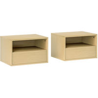 NACHTTISCH aus Holzwerkstoff 35x45x27,5 cm Naturholz mit Schublade und offenem Regal, schwebendes Design - Nussbaumfarben, Holzwerkstoff (45/27.5/35cm) - Modfu