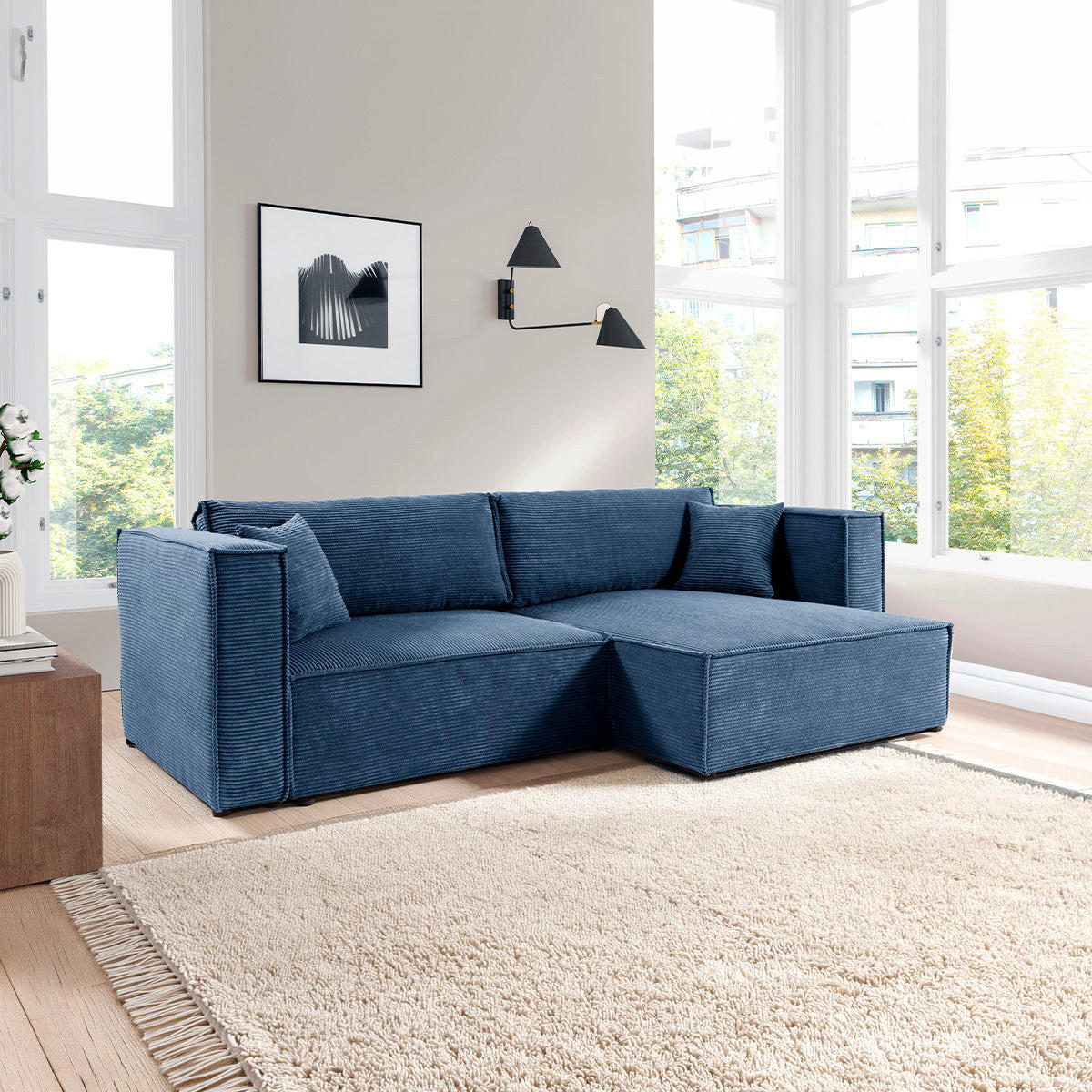 SOFA Jimmy 3 Sitzplätze Blau - Blau, Holz (245/77/148cm) - Petits-meubles