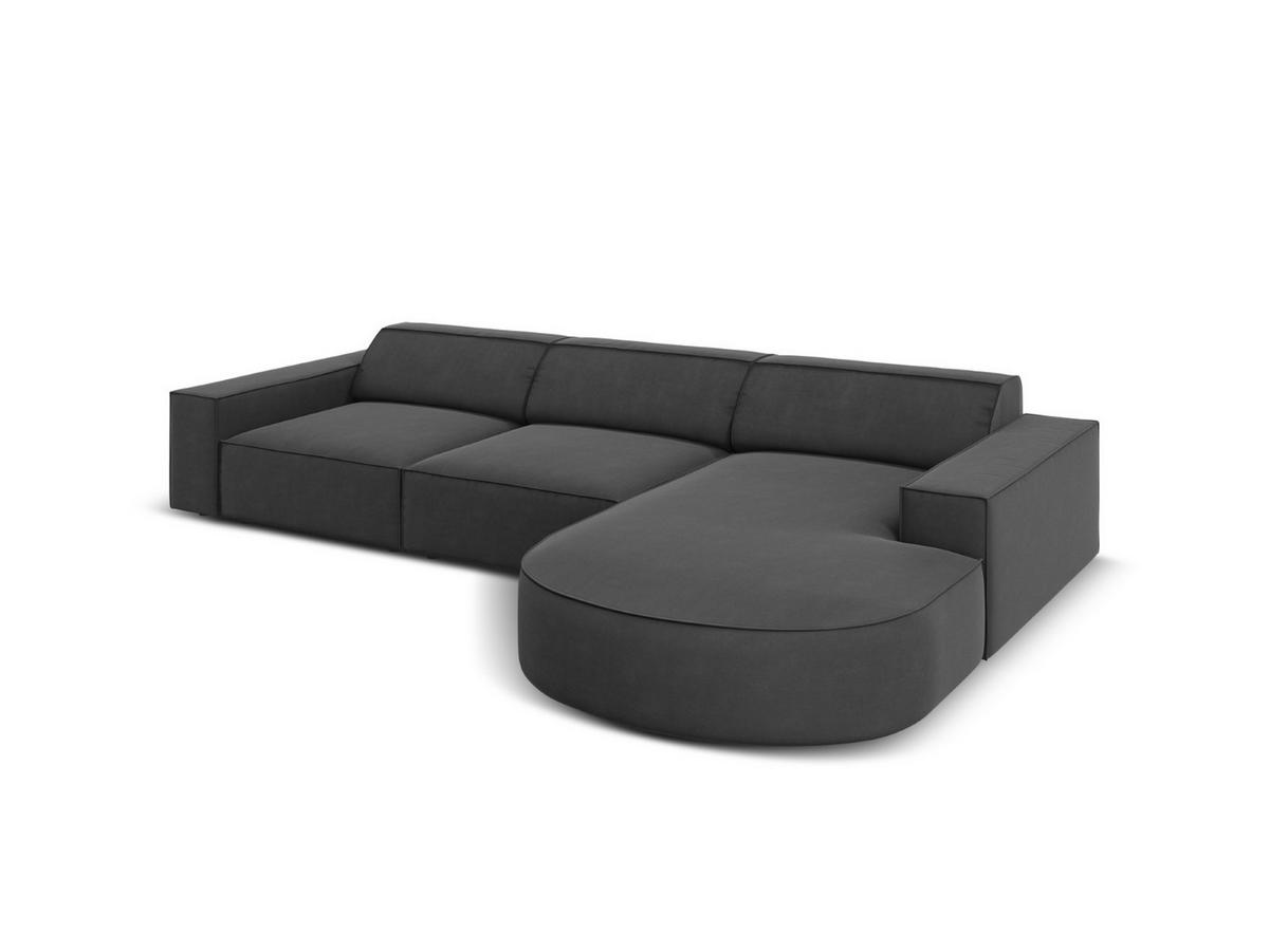ECKSOFA rechts Jodie aus Samt grau 4 Sitzplätze - Grau, Textil (166/284cm) - Micadoni