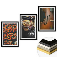 WANDBILDER 3er-Set - 40x60 cm Schwarzer Rahmen - Vintage Blumen Wein Geige - Schwarz, Kunststoff (40/60cm) - ArtPrintCave