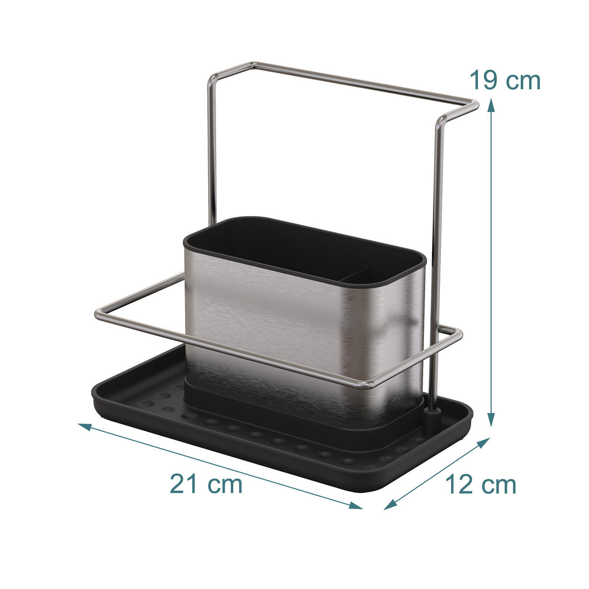 SPÜLBECKEN-ORGANIZER Set - Silberfarben, Kunststoff/Metall (21/19/12cm) - Relaxdays