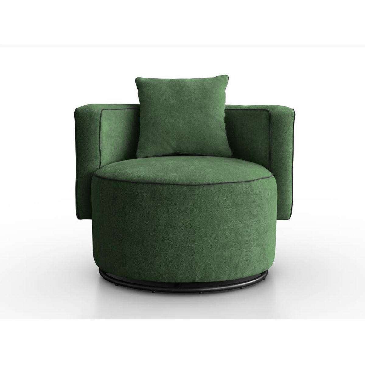 DREHSESSEL Dolce dunkelgrün velour - Dunkelgrün/Schwarz, Textil (90/83/90cm) - Beautysofa