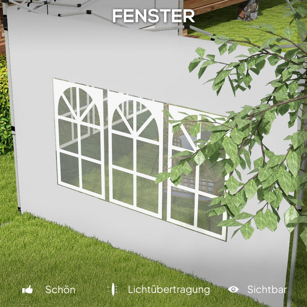 PAVILLON SEITENWÄNDE 2er Set 3x3 3x4 m weiß - Weiß, Kunststoff (1/195/295cm) - LEBENLANG