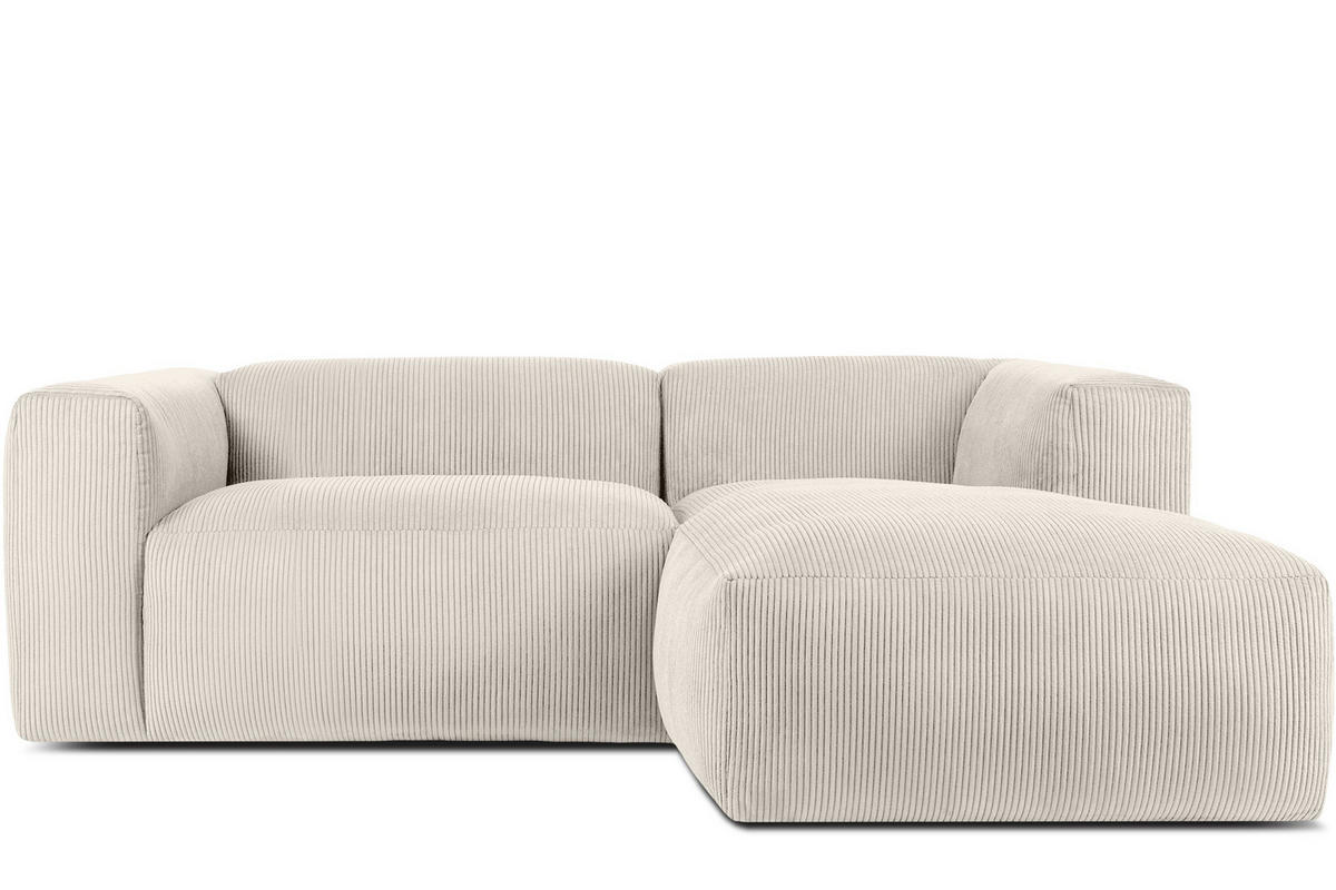 ECKMODULSOFA-RECHTS BUFFO 3/4 Sitzer mit extrem weicher Sitzfläche, Kordstoff, cremefarben - Creme, Textil (237/180cm) - KONSIMO®