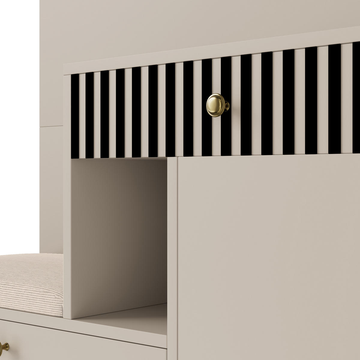 SCHUHSCHRANK aus MDF 110x185,5x37cm in Beige mit Spiegel - Beige, Holzwerkstoff (110/185.5/37cm) - Modfu