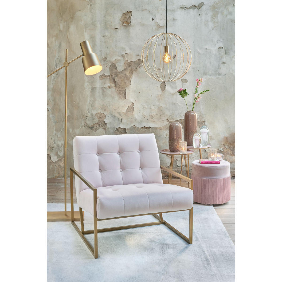 PENDELLEUCHTE Suden Gold 50/50/51 cm - Goldfarben, Metall (50/50/51cm) - Light & Living