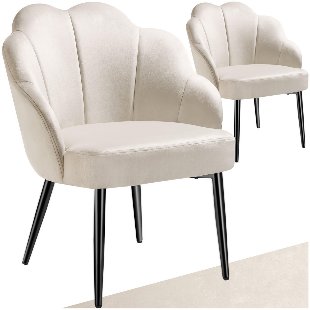 COCKTAILSESSEL 2er Set Hellen 66 x 62 x 80 5 cm creme/schwarz - Creme/Schwarz, Textil (66/80.5/62cm) - tectake