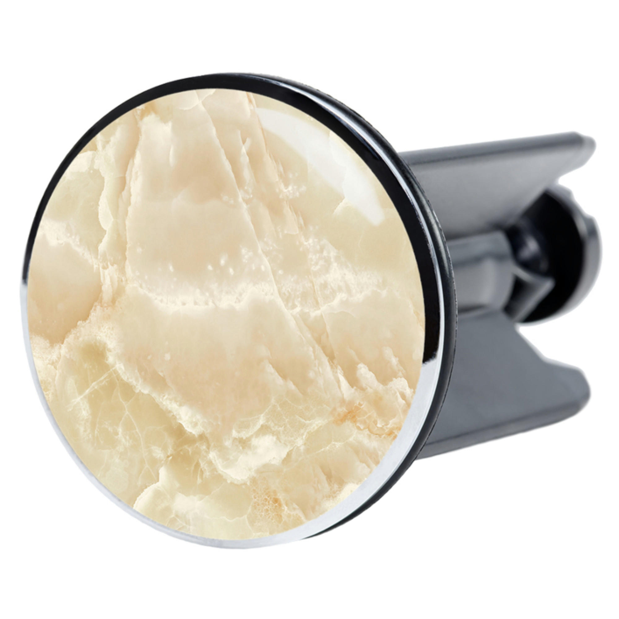 WASCHBECKENSTÖPSEL Marmor Natur - Braun, Kunststoff/Metall (4/7/7cm) - Sanilo