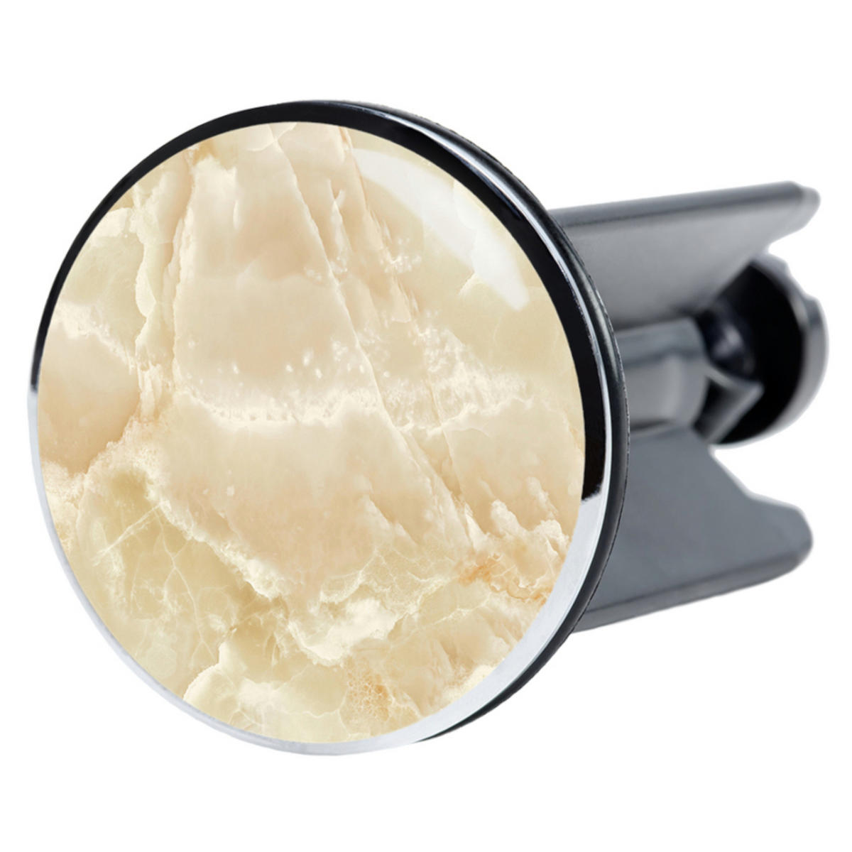 WASCHBECKENSTÖPSEL Marmor Natur - Braun, Kunststoff/Metall (4/7/7cm) - Sanilo