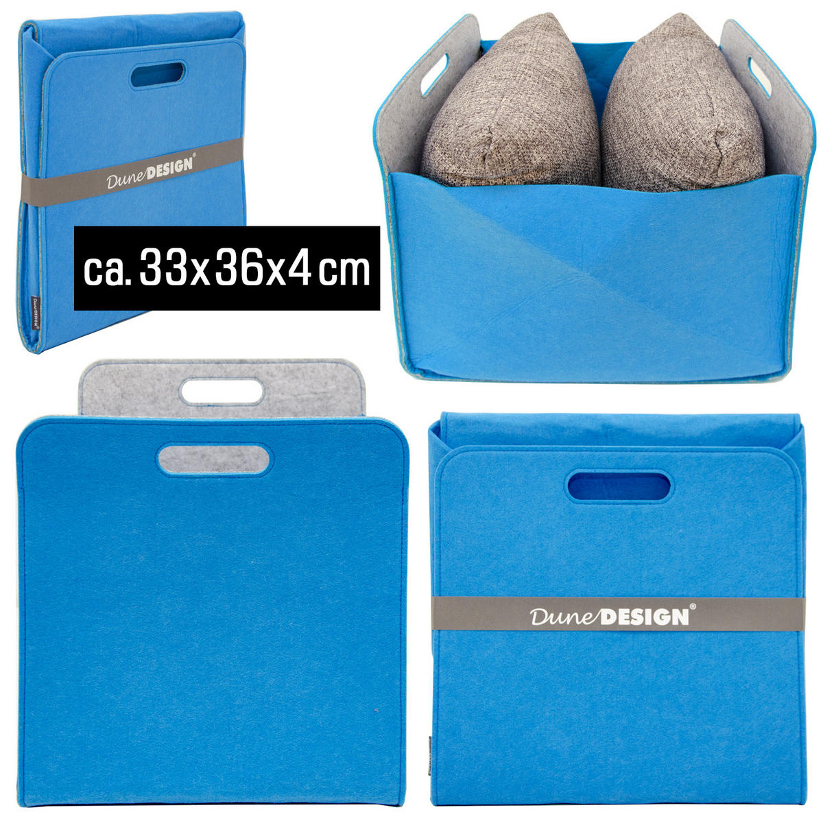 AUFBEWAHRUNGBOX 4er Set 33/38, blau - Blau, Kunststoff (33/33/38cm) - Dunedesign
