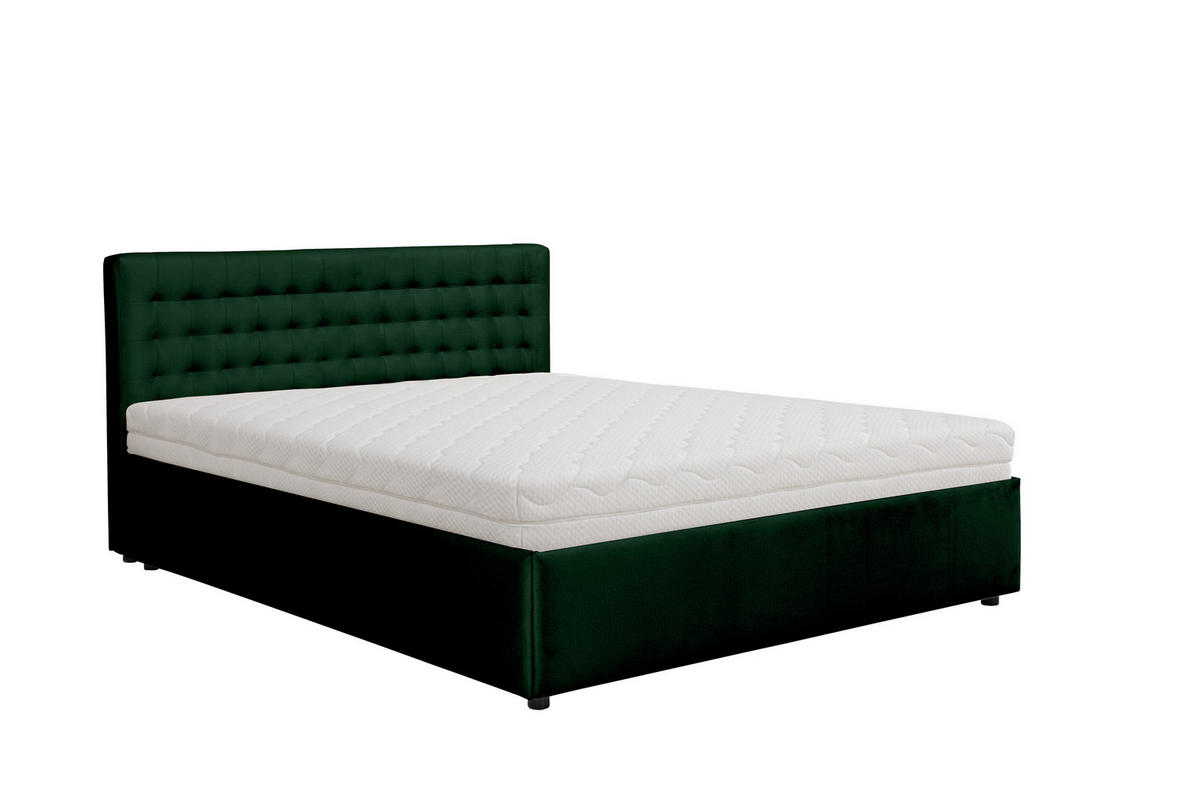 POLSTERBETT mit Bettkasten und Matratze FORTE, Grün, 160x200 cm - Grün, Textil (160/200cm) - KS Home Concept