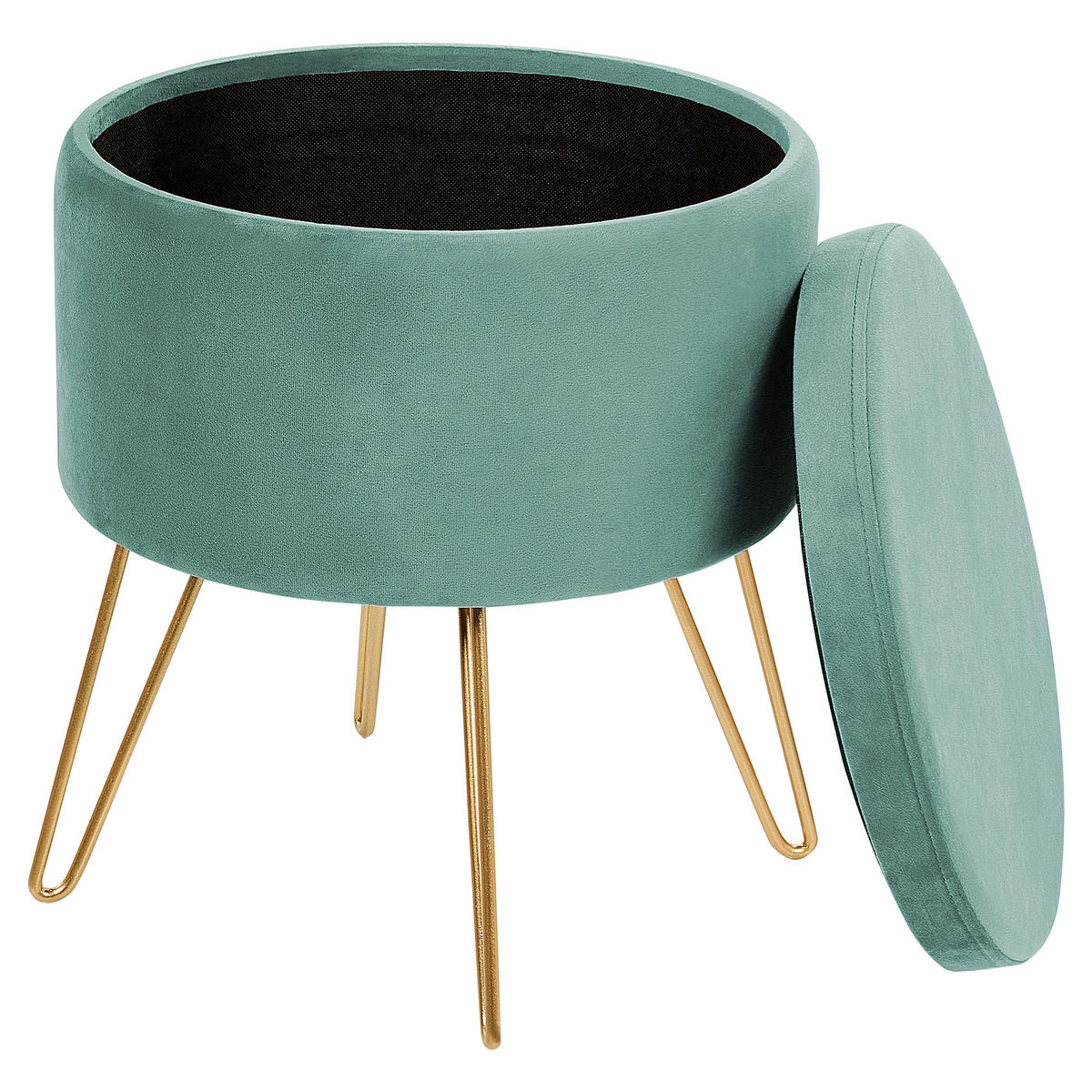 HOCKER Silas 42/42/44 cm - Grün, Textil (42/44/42cm) - Beliani